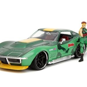 Jada 1/24 "Hollywood Rides" Street Fighter 1969 Corvette Stingray With Cammy - Candy Green