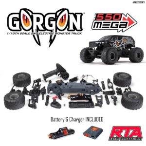 Arrma 1/10 GORGON 2wd Monster Truck Self Assembly RTA KIT SMART USB battery (Battery & Charger Included) - Gun Metal